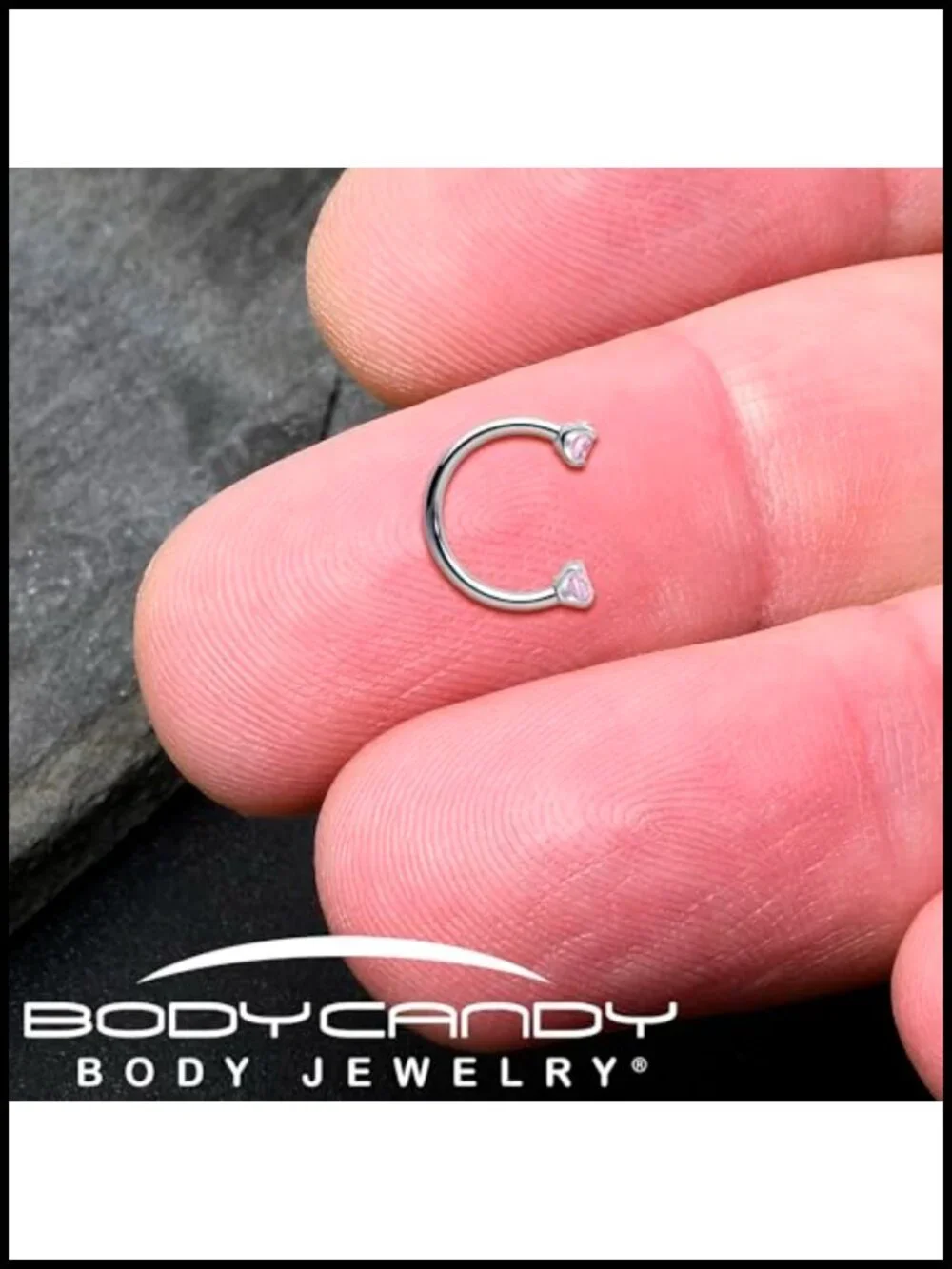 Implant Grade Titanium Horseshoe Nose Ring - 18G Internally Threaded CZ